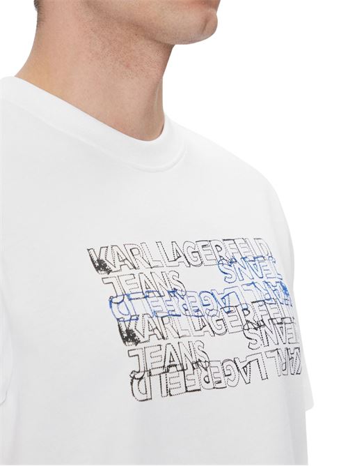 T-shirt uomo bianca in cotone bio Karl Lagerfeld jeans | A2M17038100